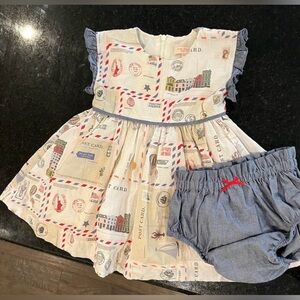 Pink Chicken postal print dress